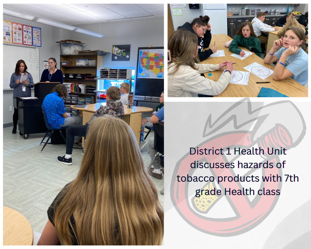 District 1 Health Unit discusses hazards of tobacco products with 7th grade Health class